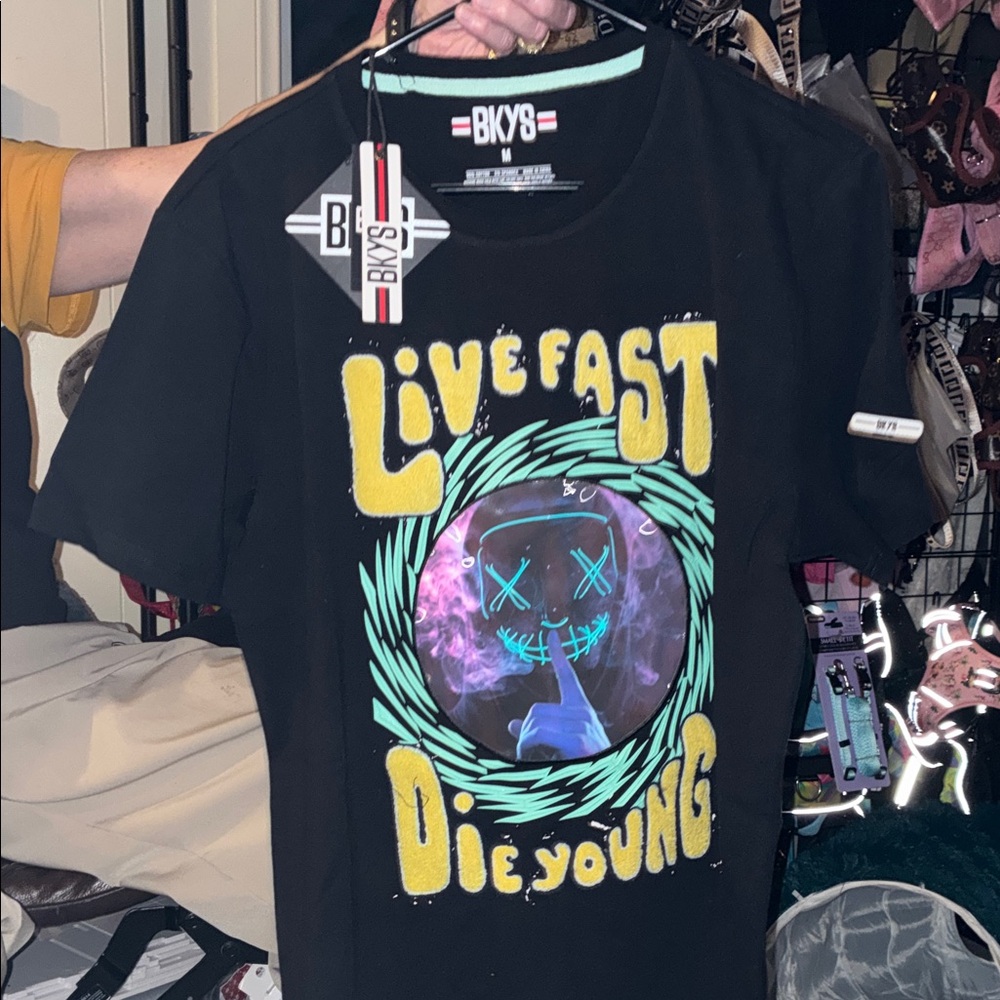 BKYS Black Graphic Tee - Live Fast Die Young